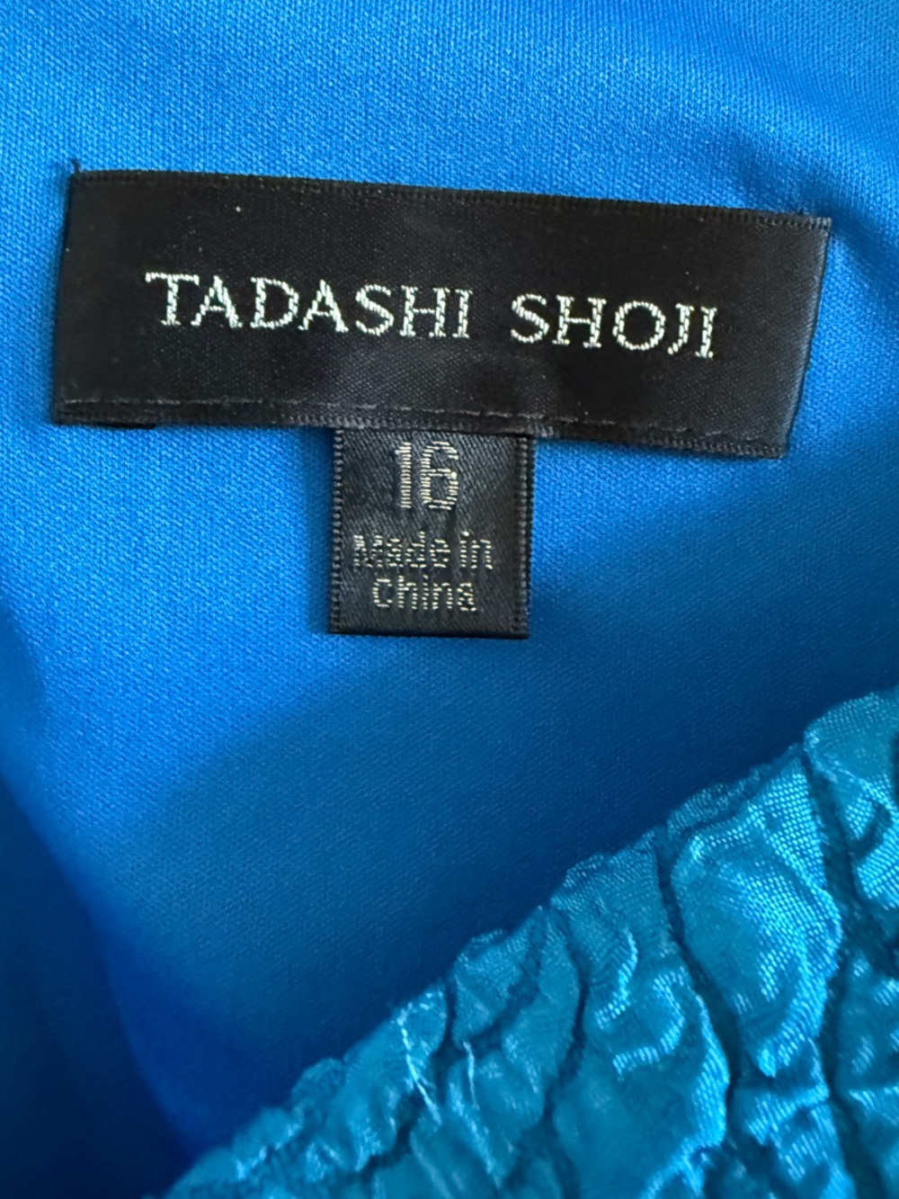 Tadashi Shoji Cobalt Blue Off-Shoulder Jacquard Gown - Picture 3 of 3